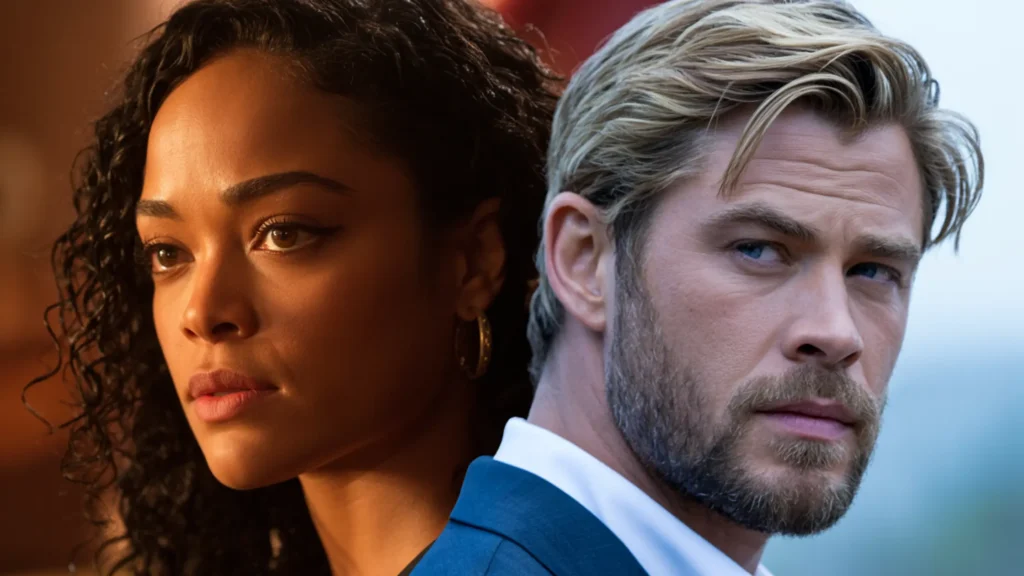 Tessa Thompson and Chris Hemsworth