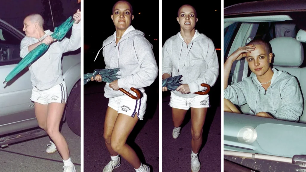 Representation of Britney Spears’ public struggles and the media pressure surrounding her 2007 crisis.